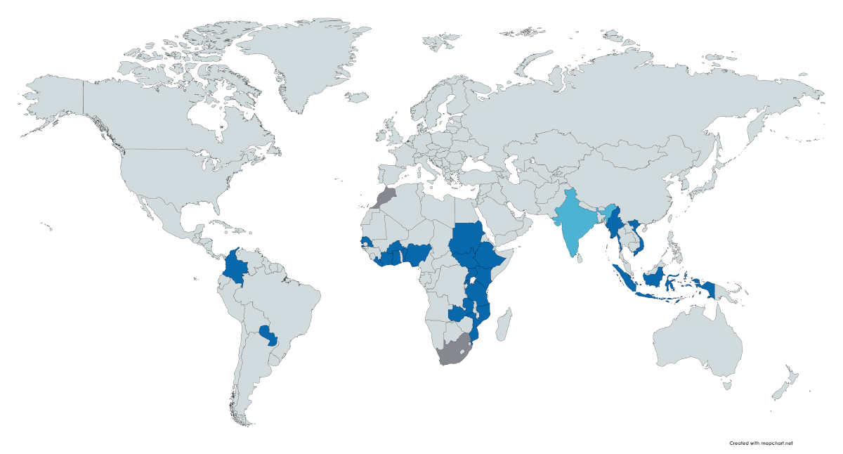 Map of ecol project locations